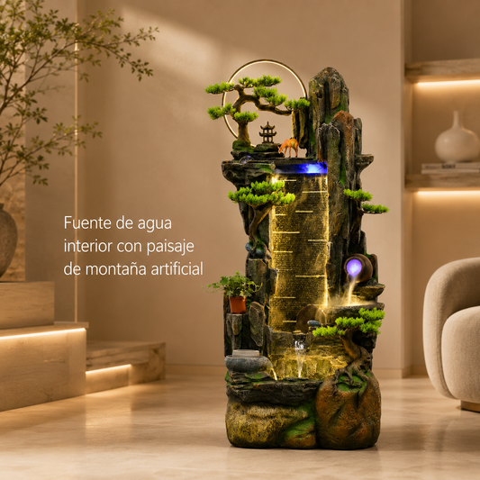 Montaña Viva — Fuente de Roca con Cascada LED