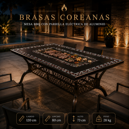 Brasas coreanas — Mesa BBQ con Parrilla eléctrica de aluminio
