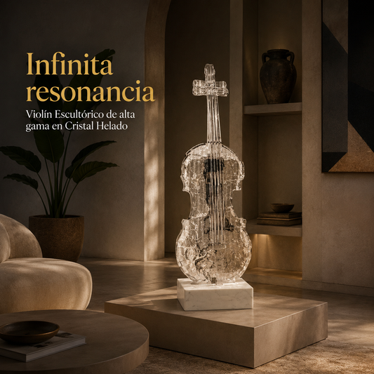 Infinita resonancia — Violín Escultórico de alta gama en Cristal Helado