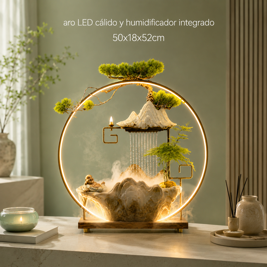 Manantial natural — Fuente Zen Buda con Humidificador