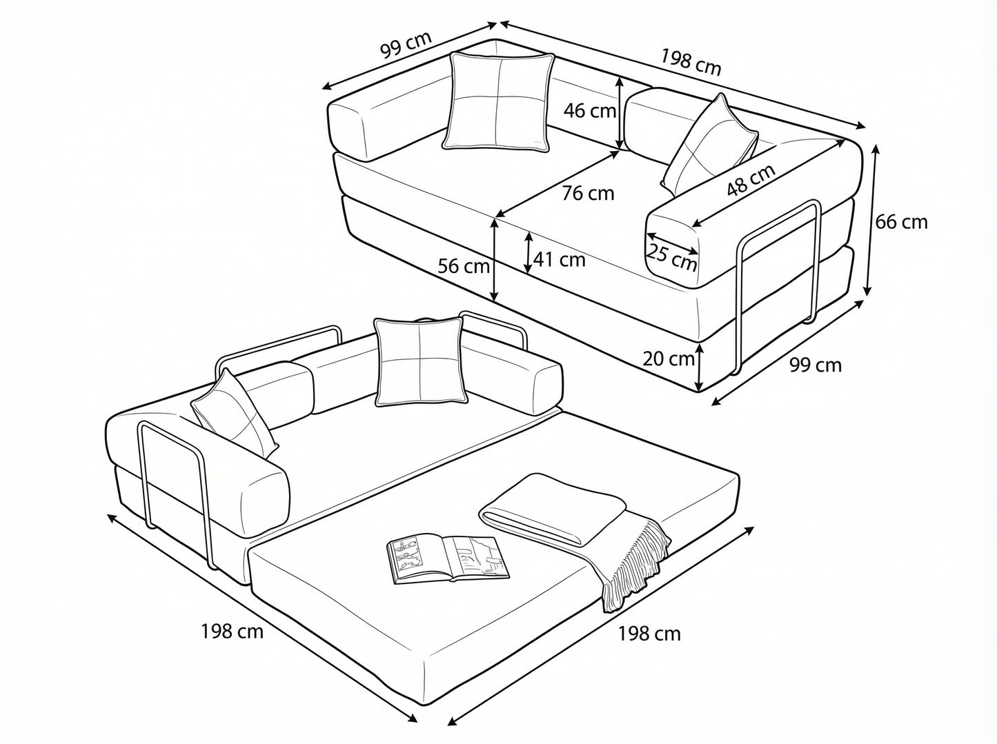 French Teddy - Sofa cama de 2 cuerpos